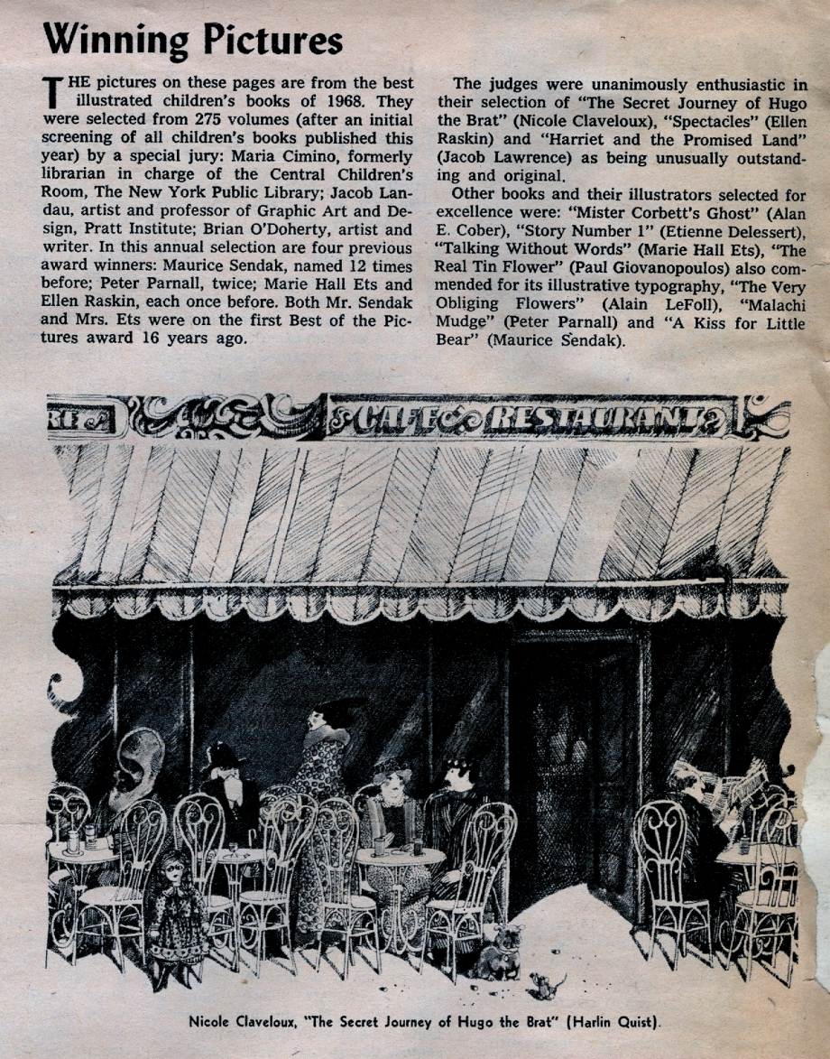 Page 1 du Prix du New York Times (Novembre 1968)