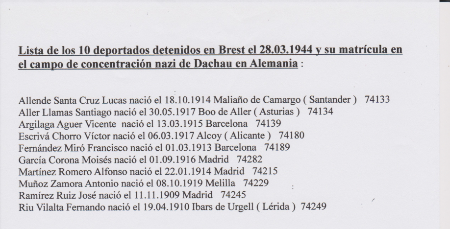 Liste des 10 déportés arrêtés à Brest le 28 mars 1944[11132]