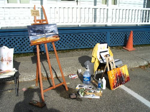  peintre dans la rue à Baie St Paul au Québec oct 2007