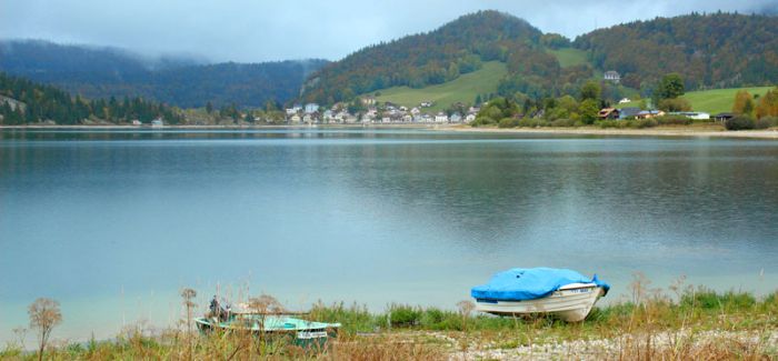 Lac de joux - vue sur Le Pont par temps gris