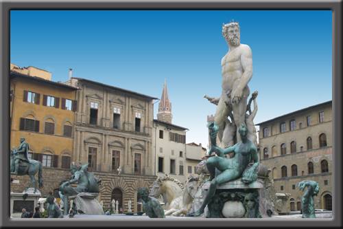 Fontaine de Neptune, au coeur de Florence sur la célèbre place de la Seigneurie