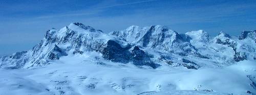 vue du sommet : mont rose, Liskamm, Castor, Pollux