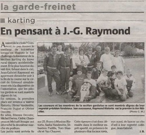 Le 1er Trophée Jean-Gabriel Raymond (30/09/2007 - Article Nice-Matin)