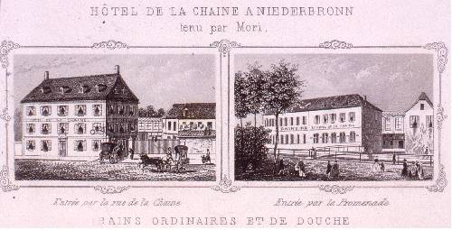 Hôtel de la Chaîne d'Or (Mr Mori) - gravure Rost (1850)