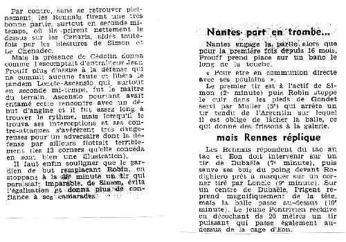 Rennes/Nantes 14 e journée 11 novembre 1965