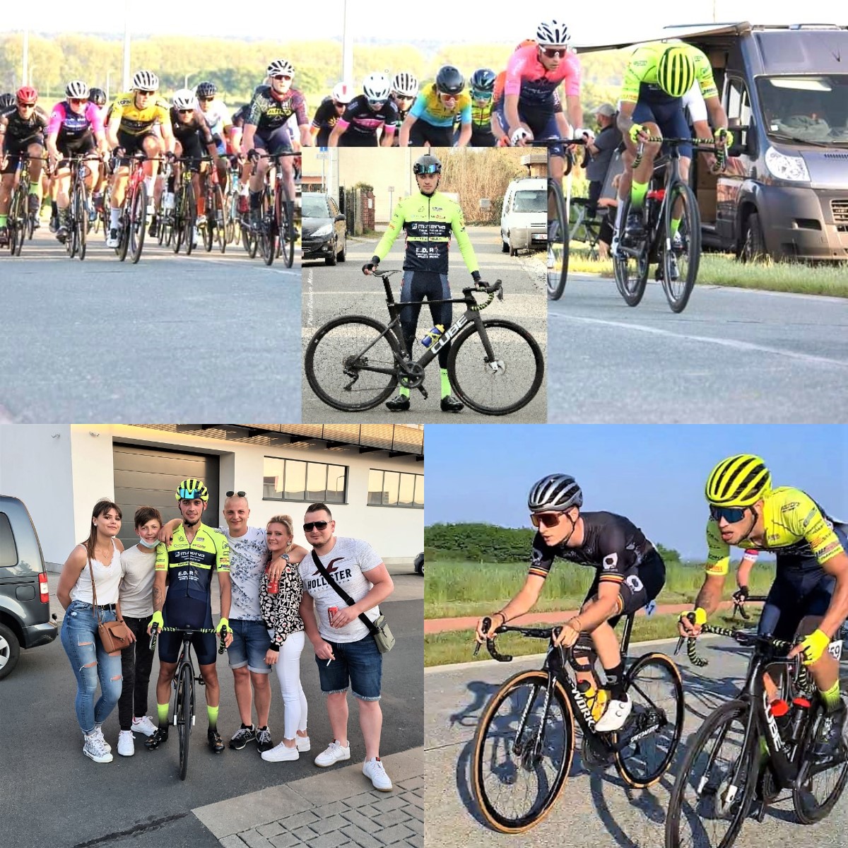 Enzo a souvent été à l'avant du peloton hier à Rhisnes(photo du haut et en bas à droite)