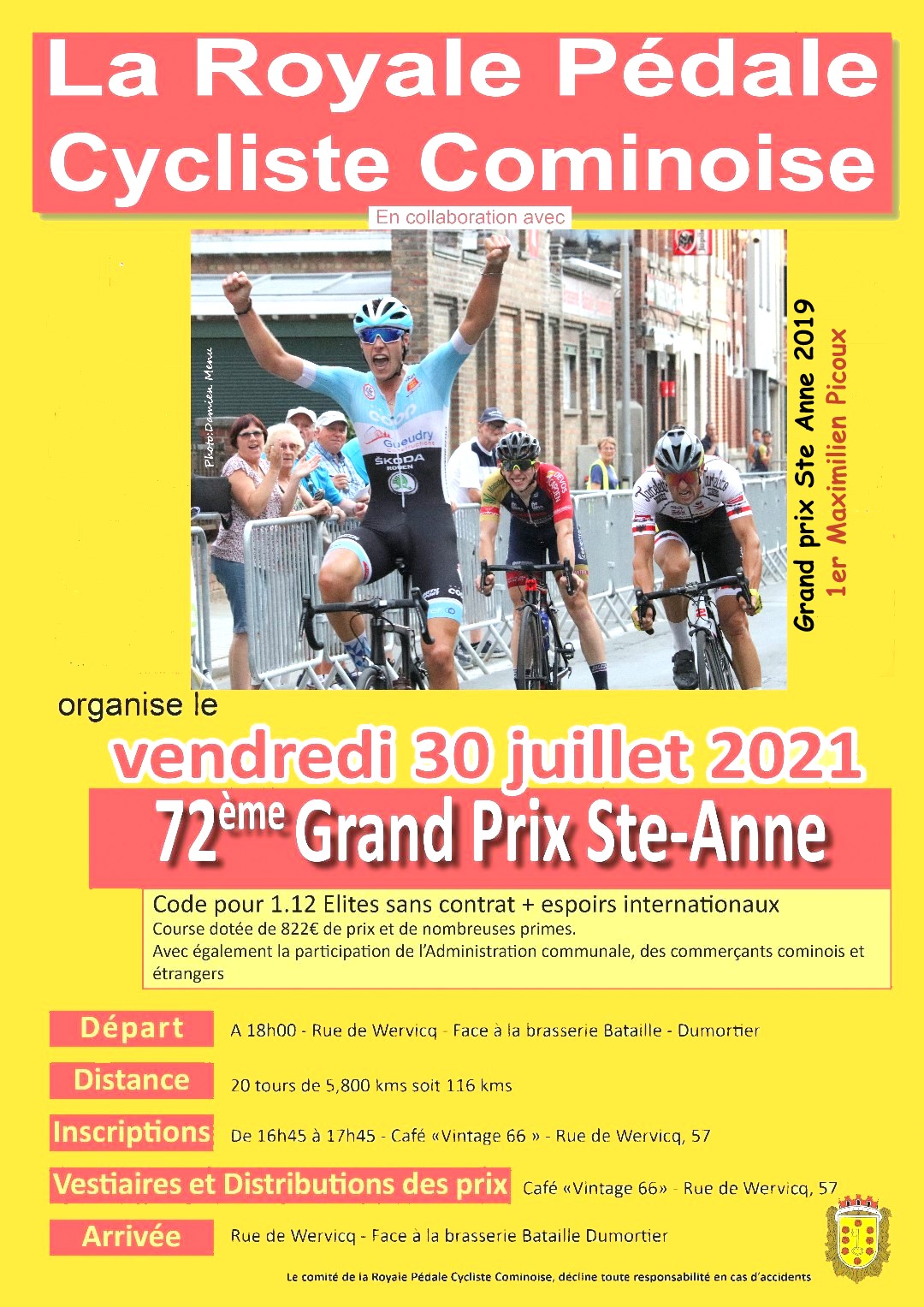 Vendredi 30 juillet le 72 ème Grand Prix Ste-Anne à Comines.