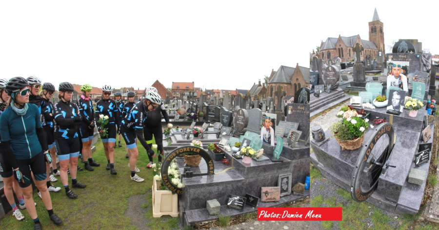 Après les différents parcours effectués, chacun alla s'incliner sur le tombe de Frank Vandenbroucke au cimetière de Ploegsteert.
