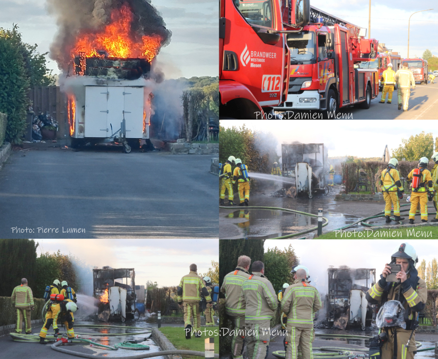 A Ploegsteert:Une caravane utilitaire détruite par les flammes