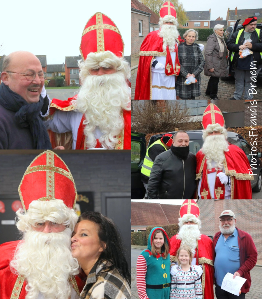 Saint Nicolas rend visite aux locataires des habitations de la société Lysco.Ici au Bizet