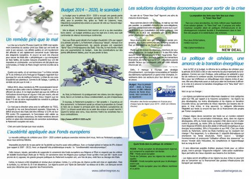 4 pages Janvier 2014. Cliente : Eurodéputée Catherine Grèze