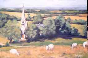 église et moutons de Bretagne