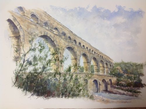 Le pont du Gard. Sur papier Arches