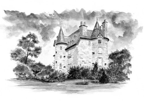 Le Chateau de Fournels Lavis sur papier Arches 300gr.