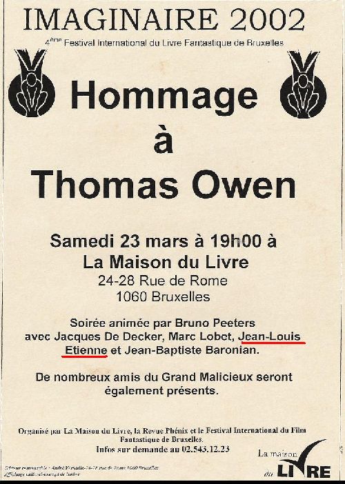 Hommage à Thomas Owen, Maison du Livre, 2002