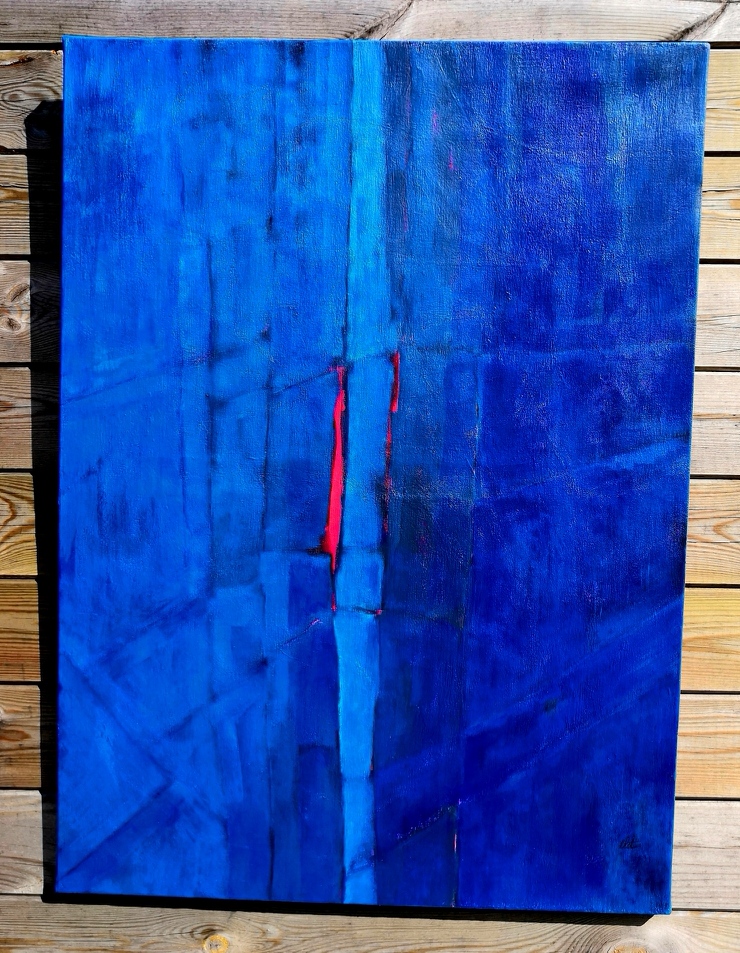 BLUE BOSSA  Acrylique sur toile   100  x  73