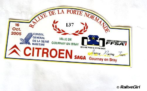 Plaque Rallye Portes Normandes 2005 