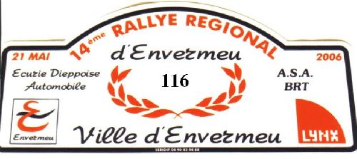 Plaque Rallye d' Envermeu 2006