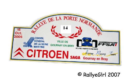 Plaque Rallye Portes Normandes 2006 par rallyegirl