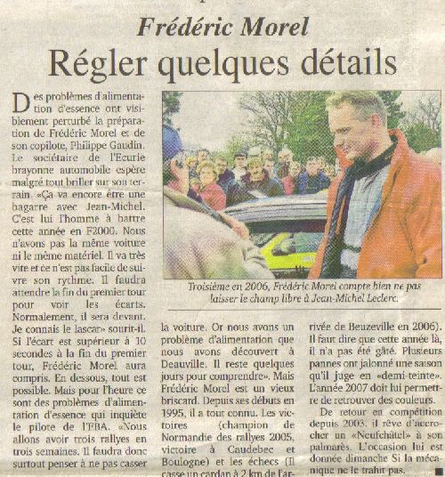 Article de journal sur le Rallye de Neufchâtel en bray 2007 par Nicolas THERIER *******************(cliquez sur l' article pour pouvoir le lire)