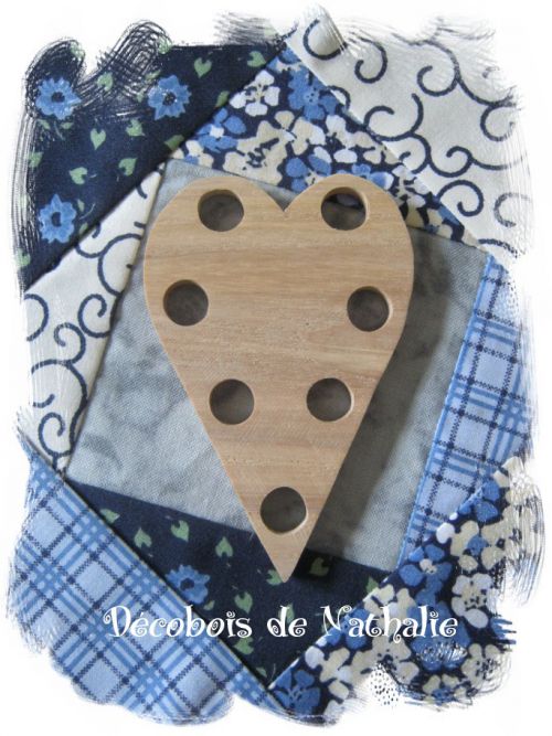 Tri-fils coeur / Wooden heart thread organizer