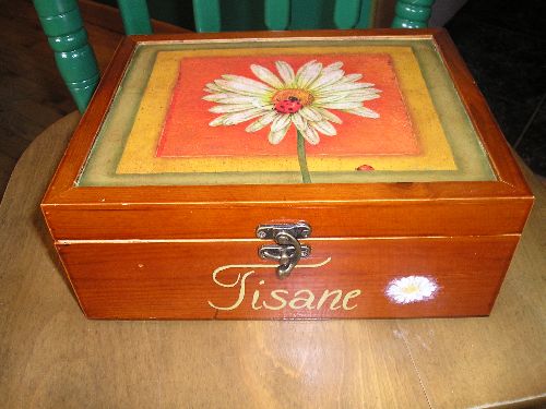 Boîte à tisane - (cadrage en peinture acrylique, specking et antiquage) - photo 1