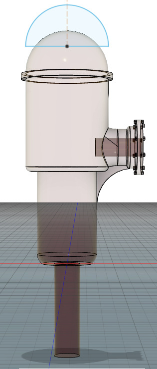 début de modélisation 3D d'une grue à eau PLM en vue d'une impression 3D