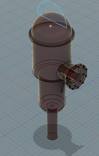 début de modélisation 3D d'une grue à eau PLM en vue d'une impression 3D