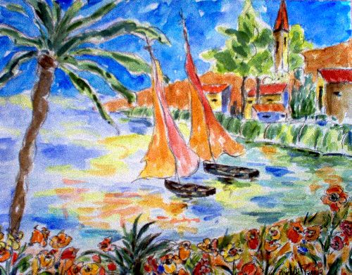 COLLECTION PARTICULIERE (FRANCE) AQUARELLE SUR PAPIER AQUARELLE FONTAINE 24 x 30 - 300 g