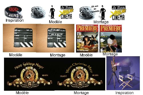 Modèles et inspiration puis montage pour la vitrine sur le cinéma