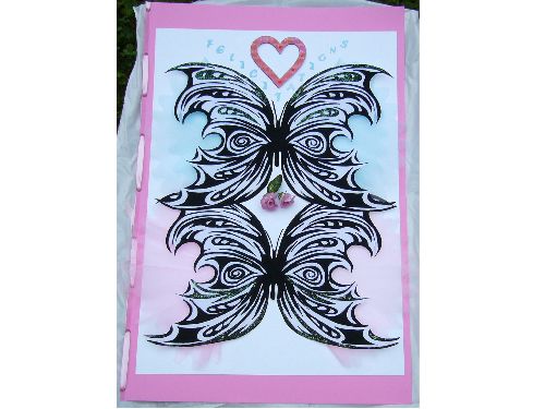 Carte de mariage sur le thème des papillons et tatouage 