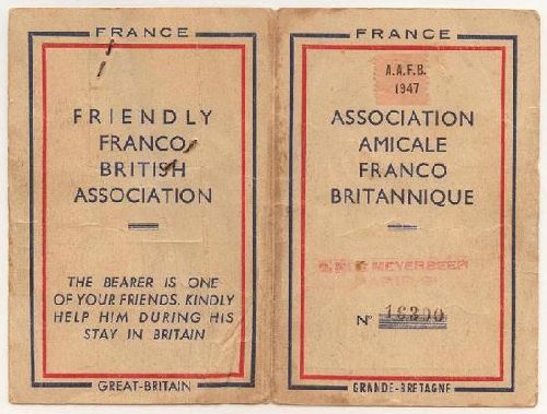 1947 : Carte d'adhérent de l'ANFB de 1947
