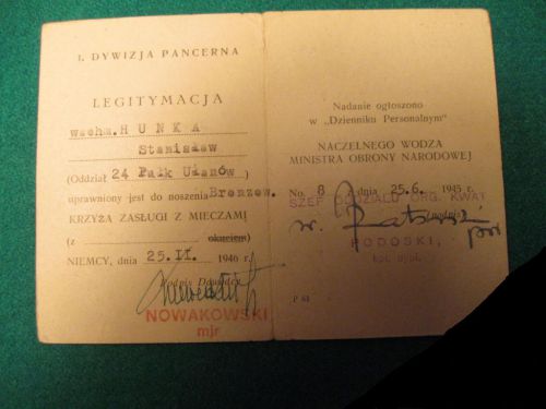 Lzegitymacja 24ème Lanciers