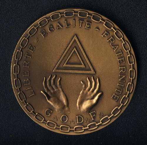 Revers Médaille maçonnique du centenaire des lois scolaires 1981 -Revers Maconnic medal of the centenary of the school laws 1981 -