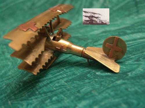 Artisanat des Tranchées avion triplan Fokker Dr1 - Trench Art Fokker Dr1