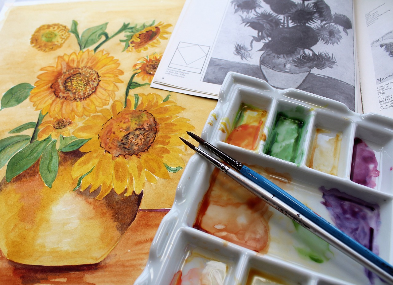 yellow flowers watercolour-paint