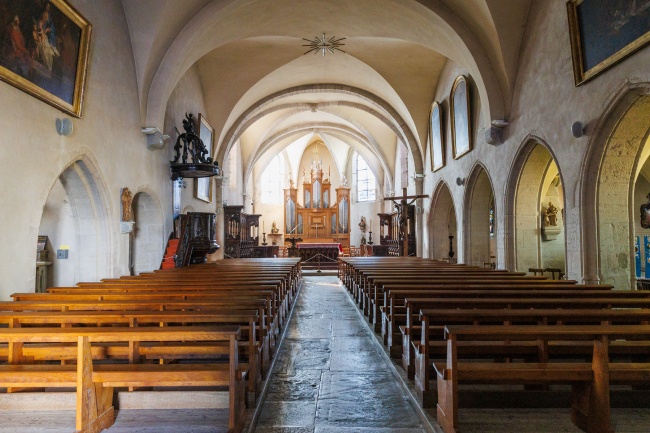 Jura. The church of Clairvaux-les-Lacs. September 2023