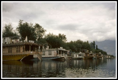 North India. Kashmir, Srinagar lake and house boats.1977