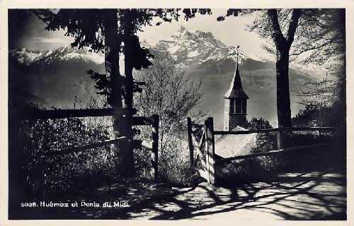 L'église et les Dents du midi en 1932