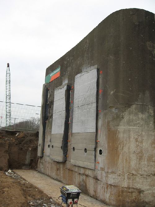 Préparation du bunker, pour recevoir les différents ancrages en vue du déplacement