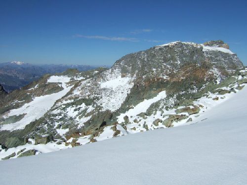 DOME DES PICHERES; vue sur le glacier qui mène au sommet de BELLECOTE, 3417m et au DOME de BELLECOTE 3381m