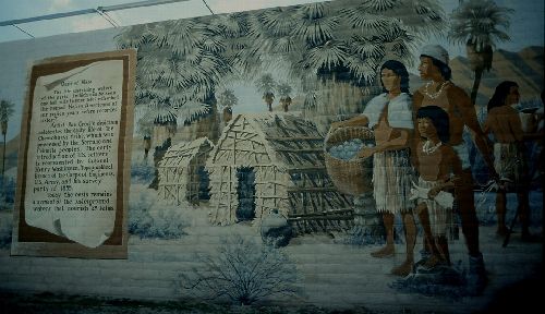 JOSHUA TREE NATIONAL PARK; fresque murale sur un bâtiment à l'entrée du parc