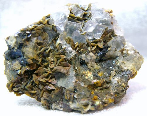 MR 09 - Fluorite, Sidérite, et Chalcopyrite, Mine de Montroc, Tarn 70 mm x 60 mm