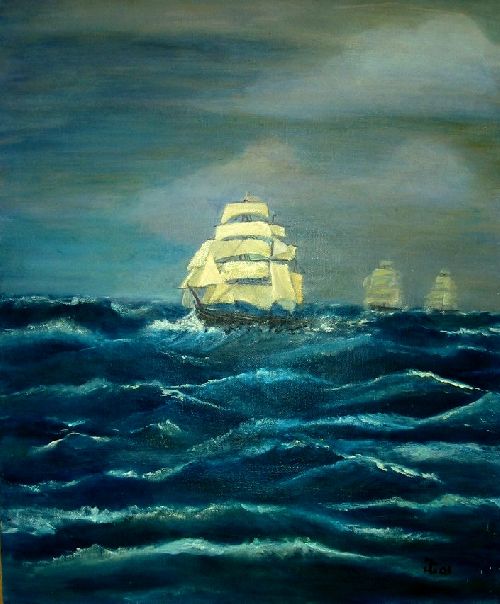 L'armada Wind Riders - Acrylique et huile sur toile 60 x 80 2005 d'apres la musique de JD Daniel 