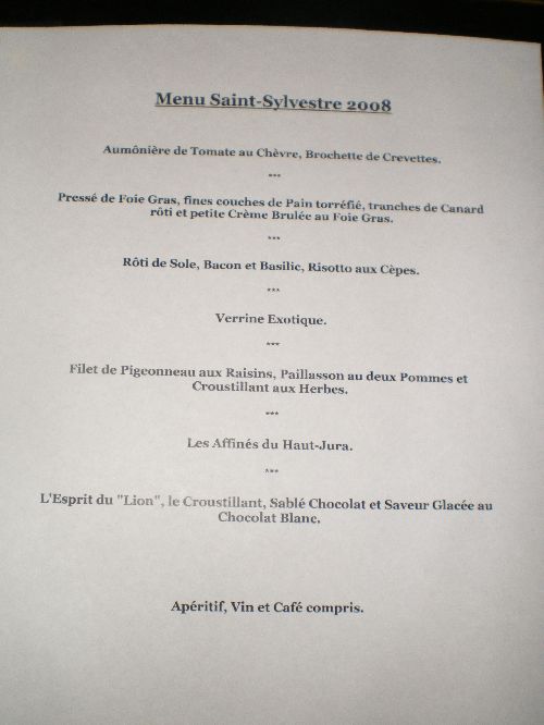 Menu de la St Sylvestre