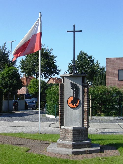 Vue avec drapeau polonais et insigne visible