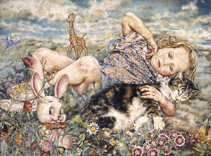 Camille B. à trois ans - Huile sur toile marouflée sur bois - 30 cm x 40 cm (collection particulière)