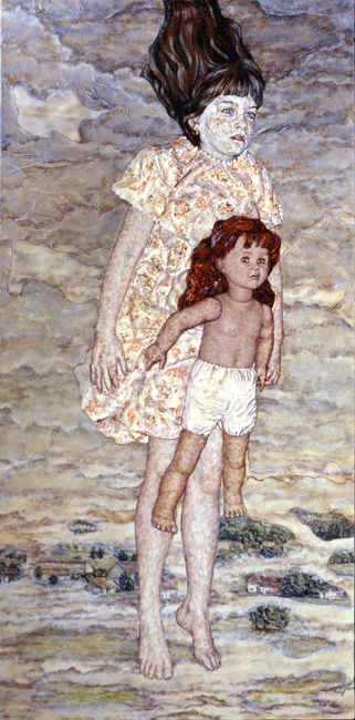 Lévitation à la poupée - Huile sur toile marouflée - 60 cm x 120 cm ( collection particulière ) 