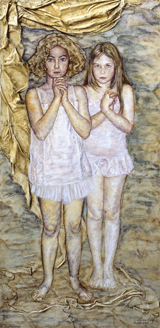 Les petites amies -Peinture à l'huile sur toile marouflée -60 cm x 120 cm