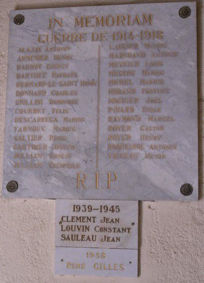 Plaque Mémorial à Châteauneuf-du-Pape